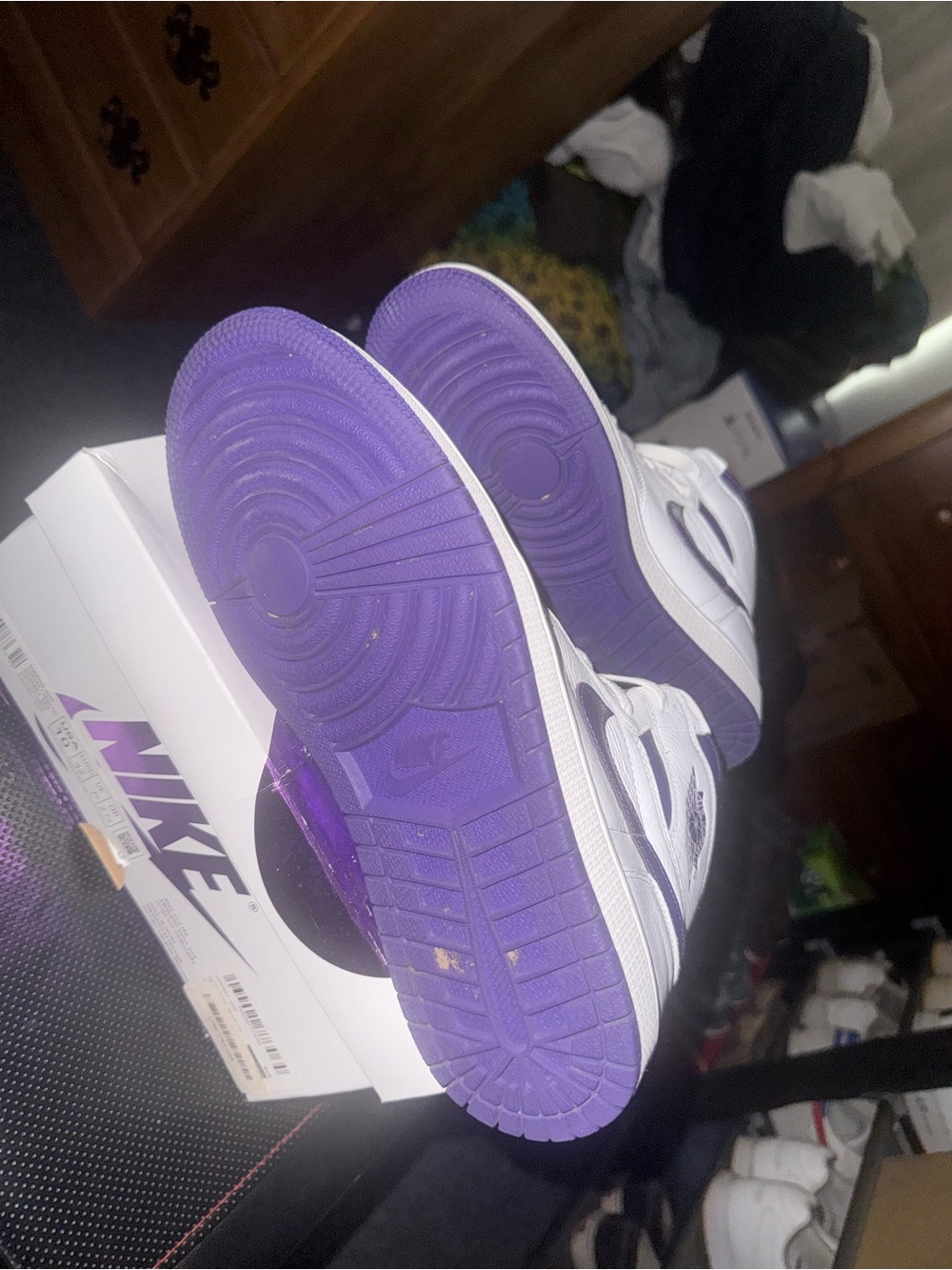 Nike Air Jordan 1 Sneakers - White & Purple - Picture 3 of 9